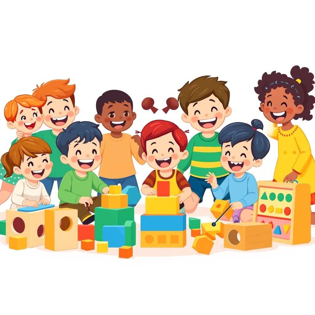 Crianças brincando com brinquedos educativos